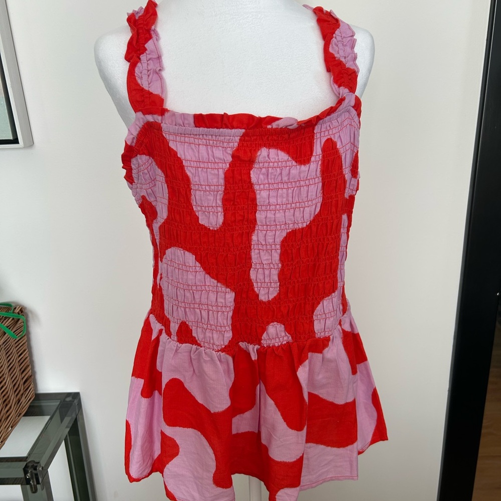 Ava & Viv Red and Pink Smocked Top